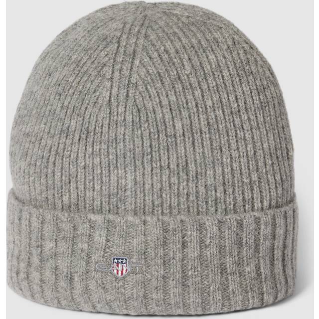 Men's GANT Unisex Shield Wool Beanie - 93 Grey Melange - Size: ONE size