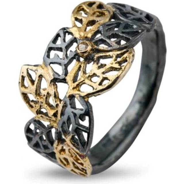 By Birdie Beech Leaves Sterling Silver Ring Med Diamant 0,02 Carat 50110302