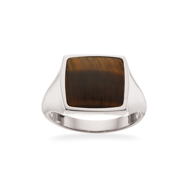 Scrouples Signet Mens Sterling Silver Ring Med Tigeröga 791412