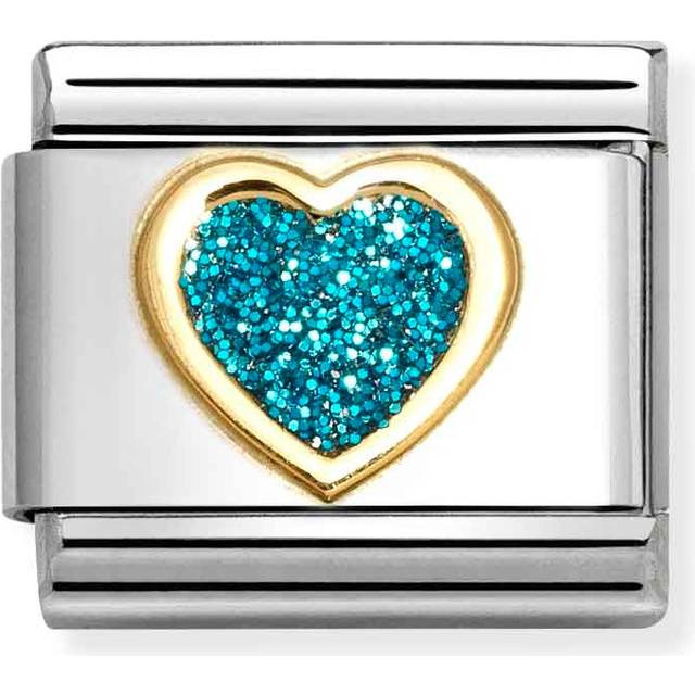 Nomination Classic Gold and Enamel Glitter Light Blue Heart Love &amp;