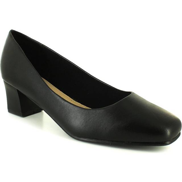 Comfort Plus New Womens/Ladies Wide Fitting Court Shoes.(4.5Cm Heel) - Black Pu - Size UK 3