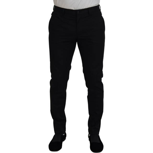 Dolce & Gabbana, Slim-fit Trousers, male, Black, M, Black Cotton Formal Chinos Men Trousers