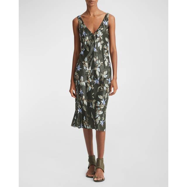 Black Printed V-Neck Slip Dress (M)