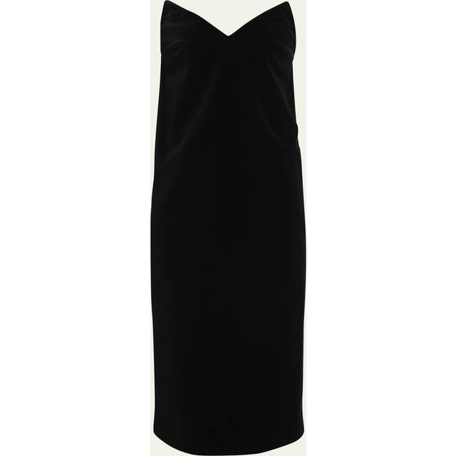LOEWE - Strapless Cotton-blend Velvet Midi Dress - Black - FR 36