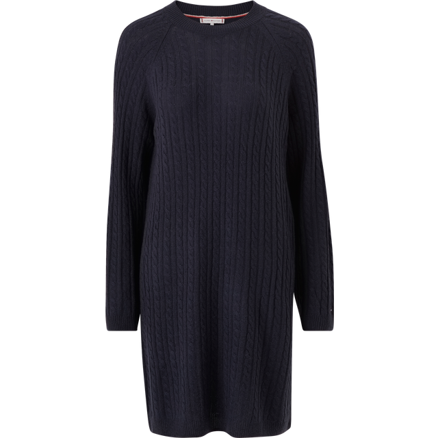 Tommy Hilfiger Cable Knit Womens Sheer Jumper Dress - Navy - Size Small