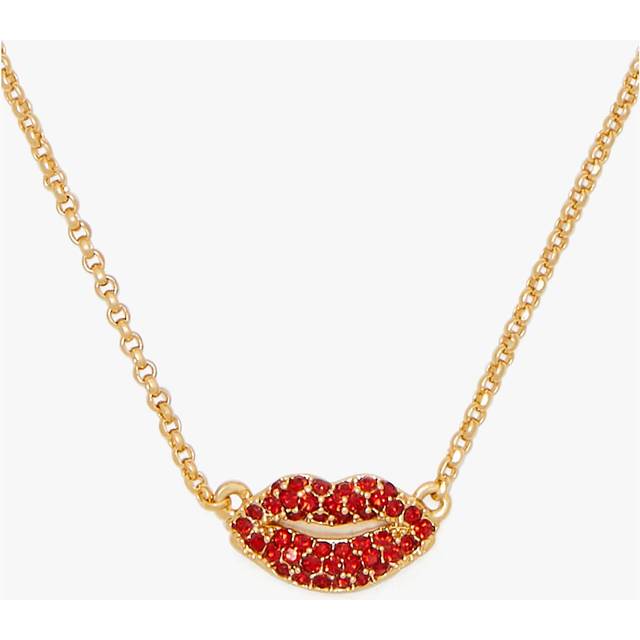 Gold Red Lips Mini Pendant Necklace (*)