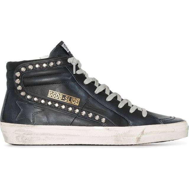 Golden Goose - Slide distressed studded sneakers - women - Leather - 38 - Black