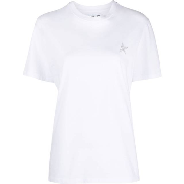 Golden Goose - glitter-logo cotton T-shirt - women - Cotton - XS - White