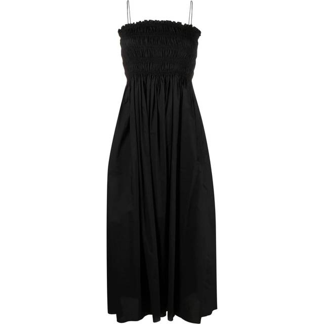 Matteau - shirred-panel poplin midi dress - women - Cotton - 4 - Black