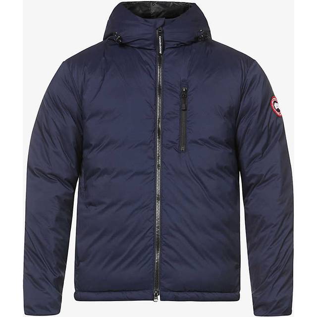 Canada Goose Mens Navy Blue Atlantic Lodge Logo-patch Shell-down Hooded Jacket S - NAVY BLUE