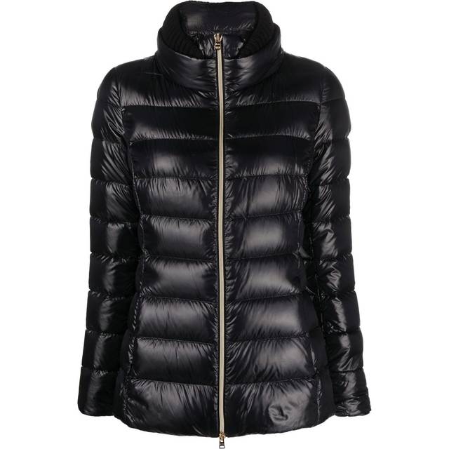 Herno - zip-up padded short jacket - women - Feather Down/Polyamide/Polyamide/Wool - 48 - Black