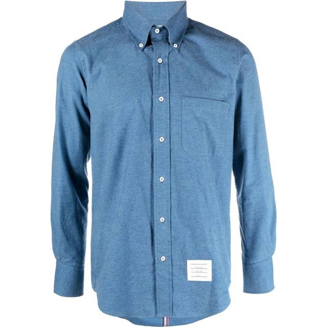 Thom Browne - logo-patch denim shirt - men - Cotton - 3 - Blue