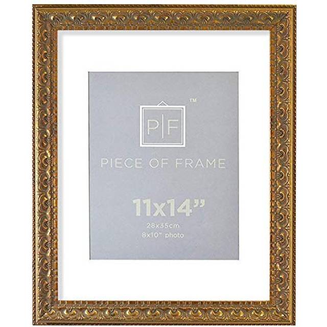 Golden State Art, 11x14 Ornate Finish Photo Frame with White Mat for 8x10 Picture & Real Glass, Color: Bronze
