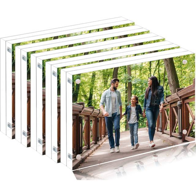 Toolsure Acrylic Picture Frames 4x6 Acrylic Photo Frame Bulk Clear Magnetic Frame with Gift Box Package 5PACK