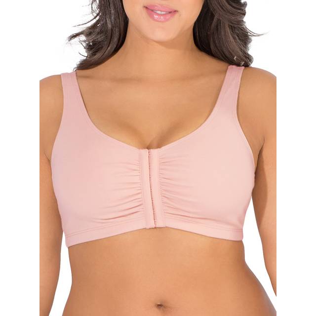 Fruit of the Loom Women's Front Close Builtup Sports Bra  Blushing Rose/Charcoal Heather 2-Pack  36
