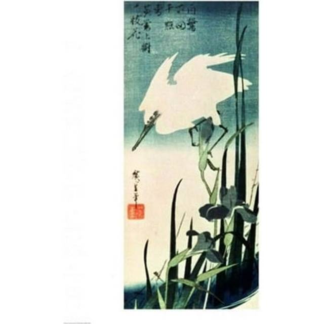 White Heron & Iris Poster Print by Utagawa Hiroshige - 24 x 36 in. - Large
