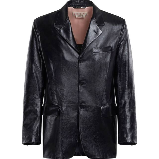 Marni - polished-finish leather jacket - men - Lamb Skin - 48 - Black