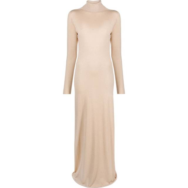 Fabiana Filippi - long-sleeve knitted maxi dress - women - Polyamide/Virgin Wool/Polyester - 42 - Neutrals