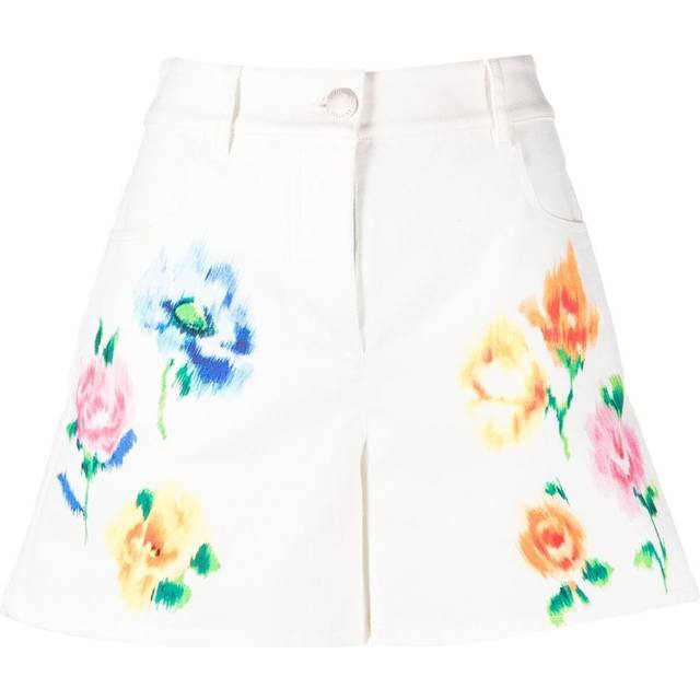 Boutique Moschino - floral-print denim shorts - women - Cotton/Polyester/Elastane - 42 - White