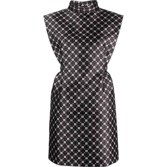 Lanvin - floral-print satin minidress - women - Silk/Polyester/Cupro - 38 - Black