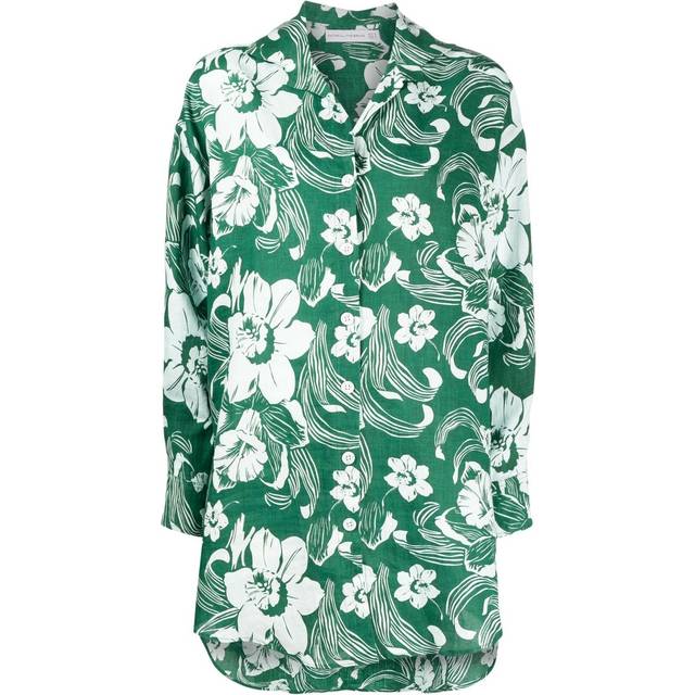 Faithfull the Brand - Tortuga floral-print shirt dress - women - Linen/Flax - 6 - Green