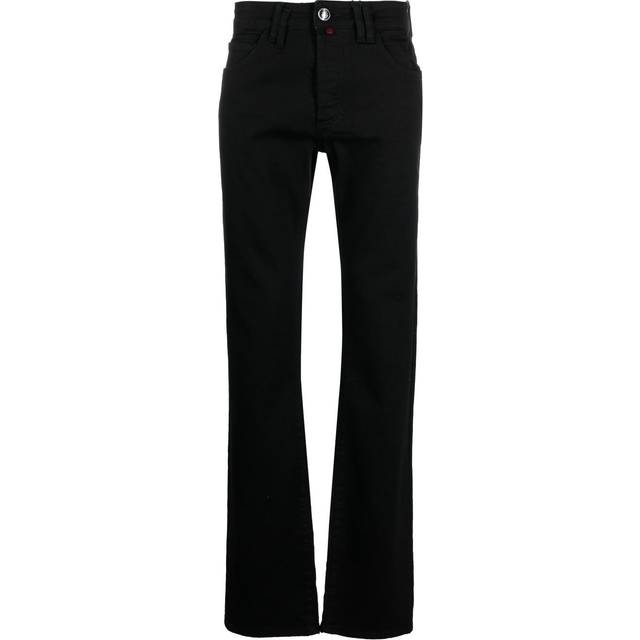 Billionaire - logo-embroidered straight-leg jeans - men - Cotton/Polyester/Spandex/Elastane/Cotton - 30 - Black