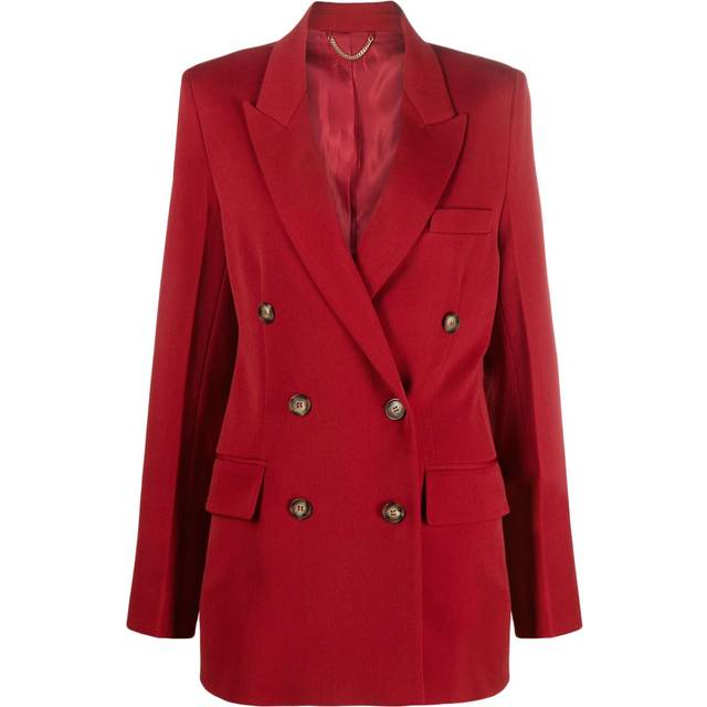 Victoria Beckham - double-breasted blazer - women - Polyester/Virgin Wool/Viscose/Brass - 10 - Red