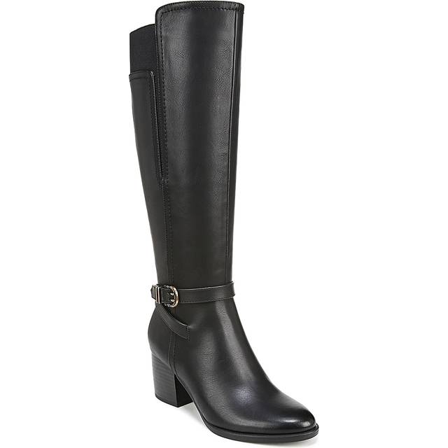 Soul Uptown Knee High Boots, Black Faux Leather, 7.5M Almond Toe, Block Heels, Zip Closure