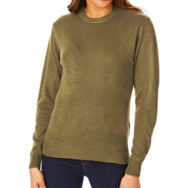 (Khaki, Medium) Light & Shade Ladies Crew Neck Super Soft Knitted Jumper