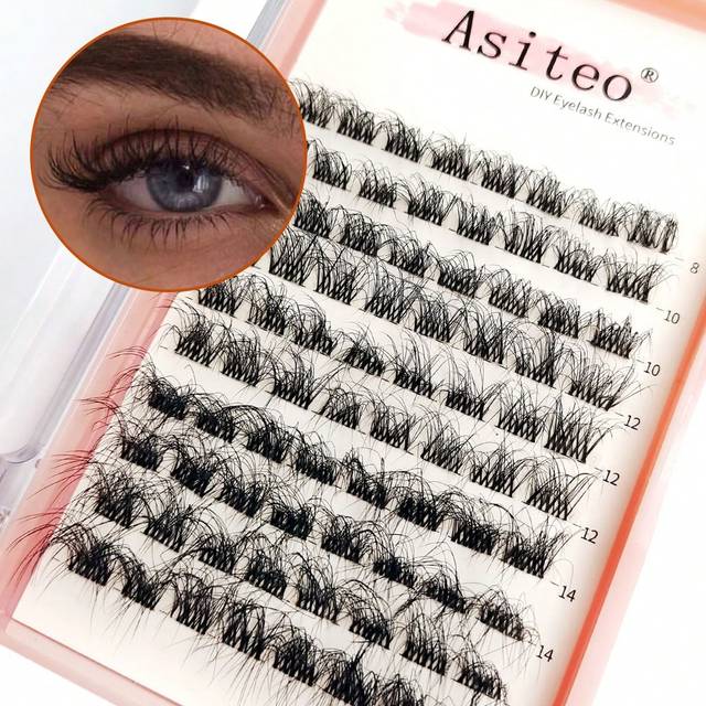 Asiteo DIY Cluster Lashes 80 PCS Natural Segmented Eyelashes Bundles Eyelash Extension Individual Lashes Eyelashes Bundle