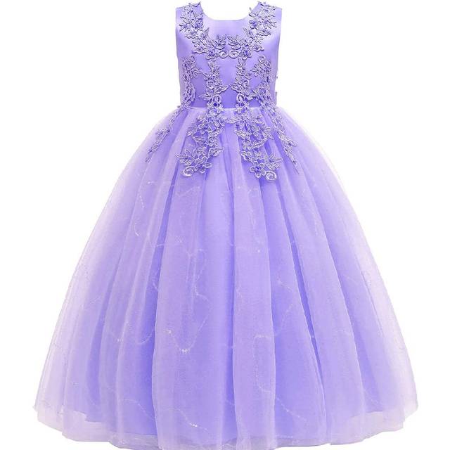 OFIMAN Elegant Lace Bridesmaid Dress For Big Girls, Lavender Princess Dress For Wedding, Prom, Pageant, Graduation, Christmas (Teenager)