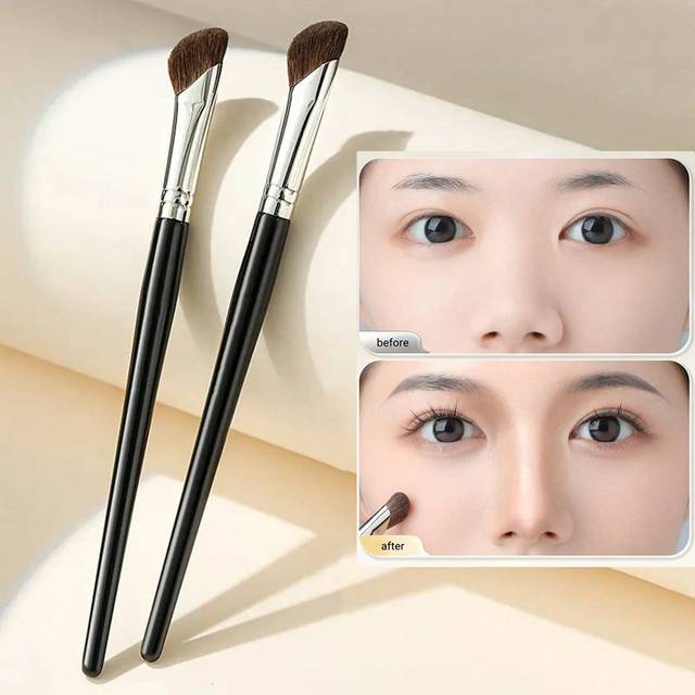 SHEIN 1pc Black Nose Shadow Brush, Highlight Brush, Blending Brush, Contour Brush, Angled Eyeshadow Brush Makeup Brush Set