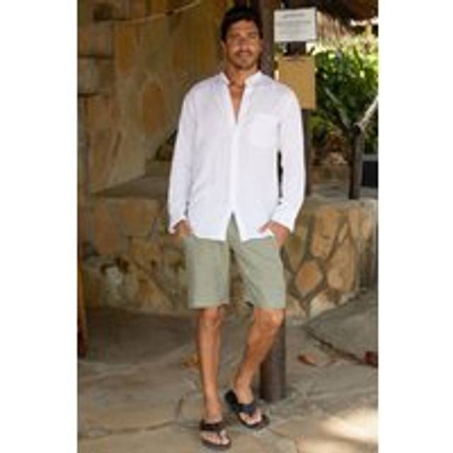 Men's Linen Shorts | Khaki - Yellow