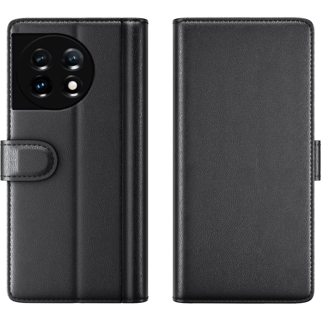OnePlus 11 5G PlÃ¥nboksfodral Ãkta LÃ¤der - Svart