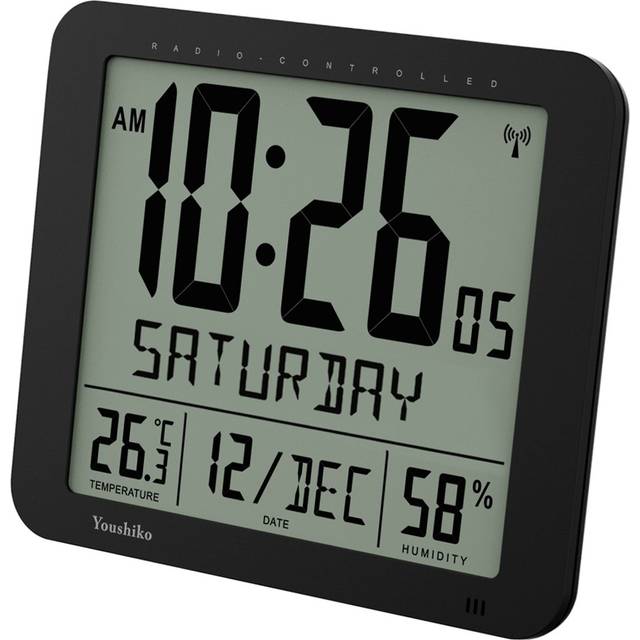 Jumbo Large Radio Controlled Wall Clock (UK & Ireland Version/Premium Quality/Clear Display), Large 3.27 inches Time digits, Temperature/Humidity...