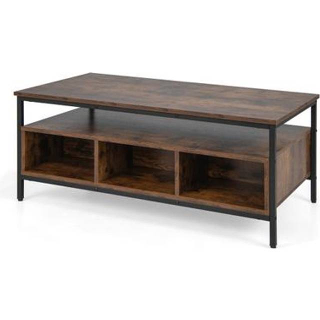 Costway Wooden Cocktail Center Table With Storage Shelf For Living Room