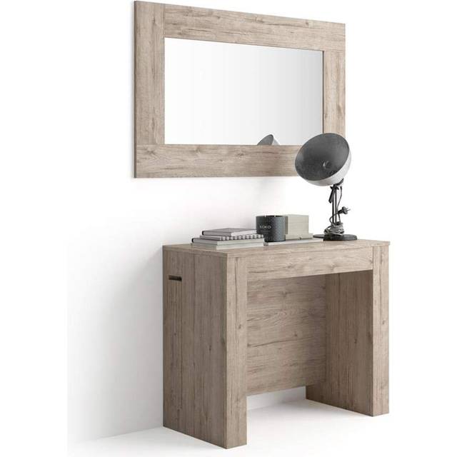 Mobili Fiver, Easy, Extendable Console Table with extension leaves holder, 45(305) x 90 cm, Oak, Made In Italy
