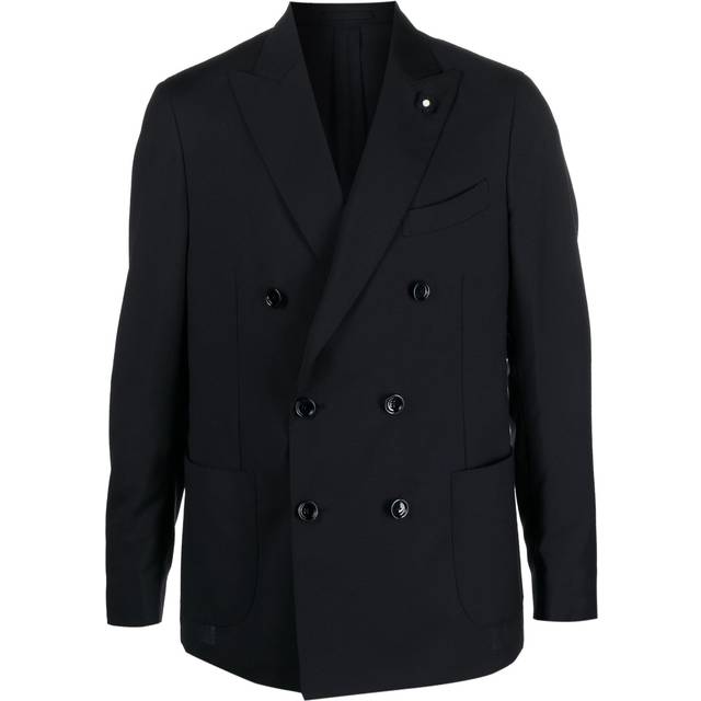Lardini - double-breasted wool blazer - men - Viscose/Cupro/Wool - 50 - Blue