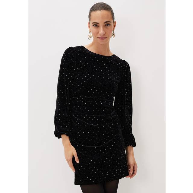 Phase Eight Women's Adele Studded Velvet Mini Dress - Black - 14