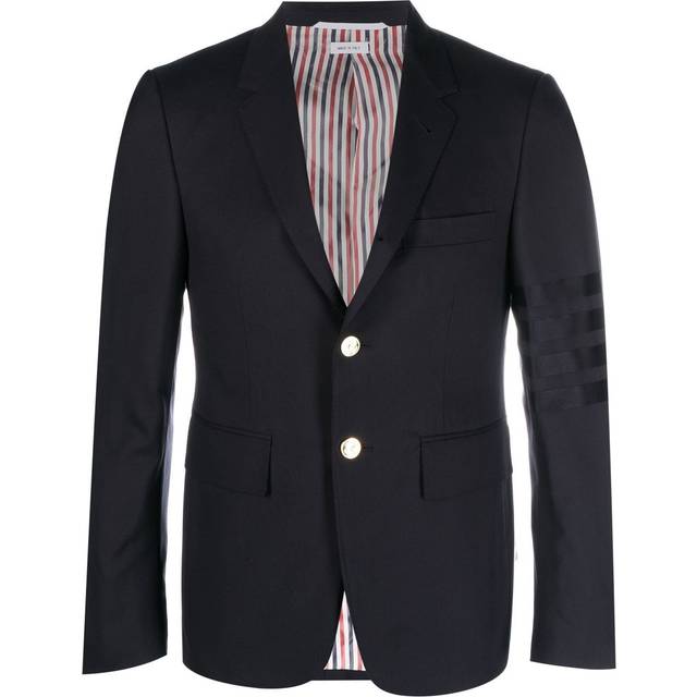 Thom Browne - signature-stripe single-breasted blazer - men - Cupro/Wool - 5 - Blue