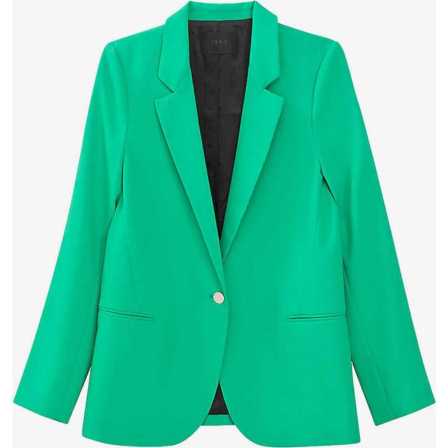 Ikks Womens Light Green Single-breasted Slim-fit Stretch-woven Blazer 12 - LIGHT GREEN