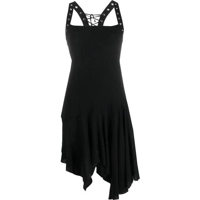 Blumarine - lace-up asymmetric short dress - women - Acetate/Polyester/Silk - 40 - Black