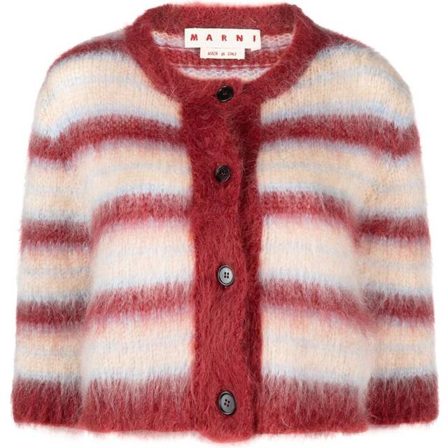 Marni - striped button-up cardigan - women - Wool/Mohair/Polyamide - 40 - Red