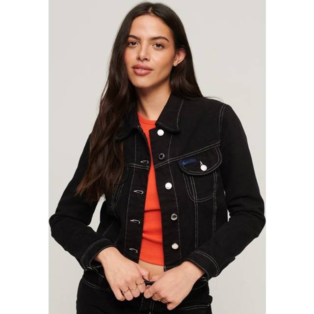 Superdry Damen Verkürzte Workwear Jacke Schwarz - Größe: 40