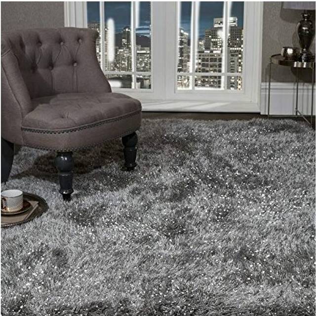 viceroy bedding SHAGGY RUG Super Plush Extra Large Rugs Living Room with SHIMMERING SPARKLE GLITTER STRANDS Fluffy 55mm Thick Pile Height Modern