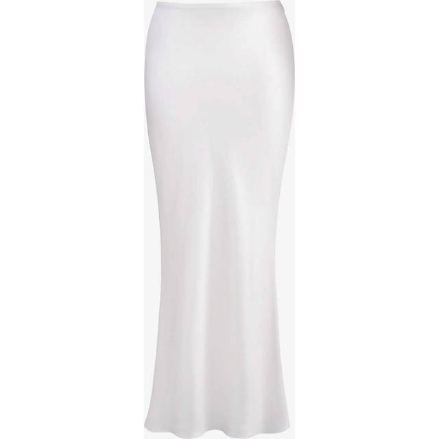 House of Cb Womens White Sydel Bias-cut Stretch-satin Maxi Skirt L - WHITE