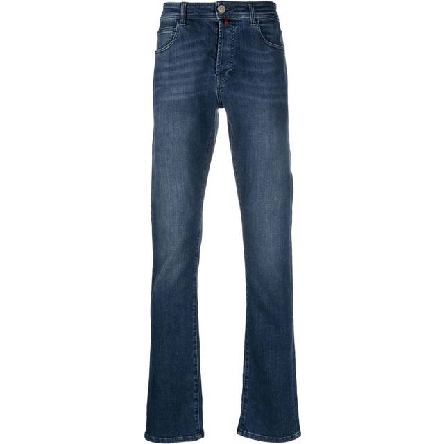 Billionaire - logo-embroidered straight-leg jeans - men - Elastane/Polyester/Cotton/Cotton - 31 - Blue