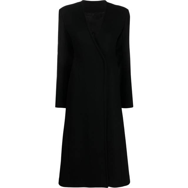 The Attico - V-neck long coat - women - Wool/Cashmere/Polyamide/Cupro - 40 - Black