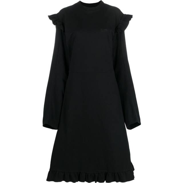 VETEMENTS - ruffle-detail midi dress - women - Cotton - XS - Black