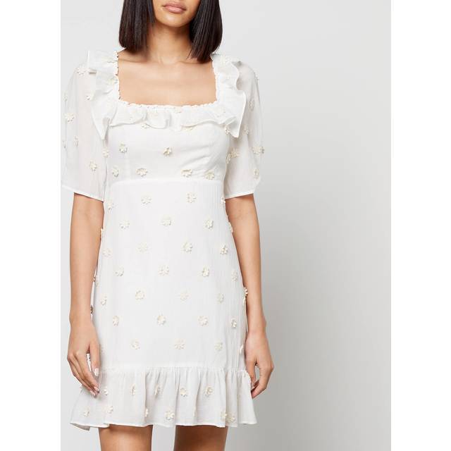 Rixo Camile Floral-Appliquéd Cotton-Gauze Mini Dress - UK 10 - Multi